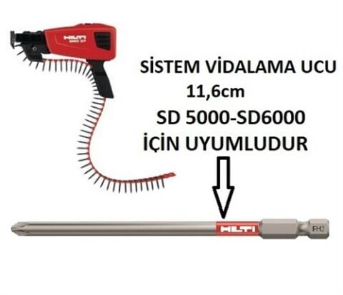 Hilti Sistem ( şerit ) Vidalama Ucu PH2 116/4 1/2''  1 Adet