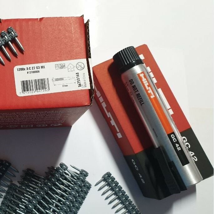 HILTİ GX3 27 MX ÇİVİ 1200 ADET + GAZ TÜPÜ GC 42