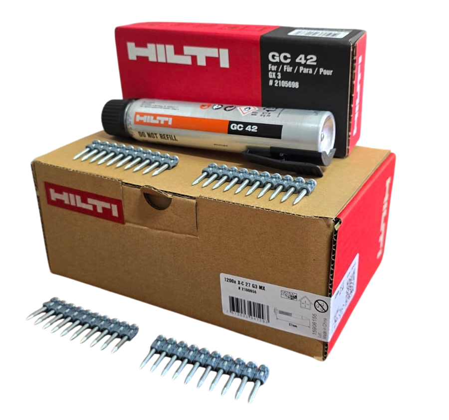 HİLTİ GX3 27 MM ÇİVİ 1200 ADET + GAZ TÜPÜ GC42