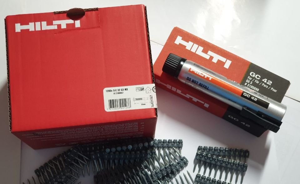 HİLTİ GX3 32 MM ÇİVİ 1200 ADET + GAZ TÜPÜ GC 42