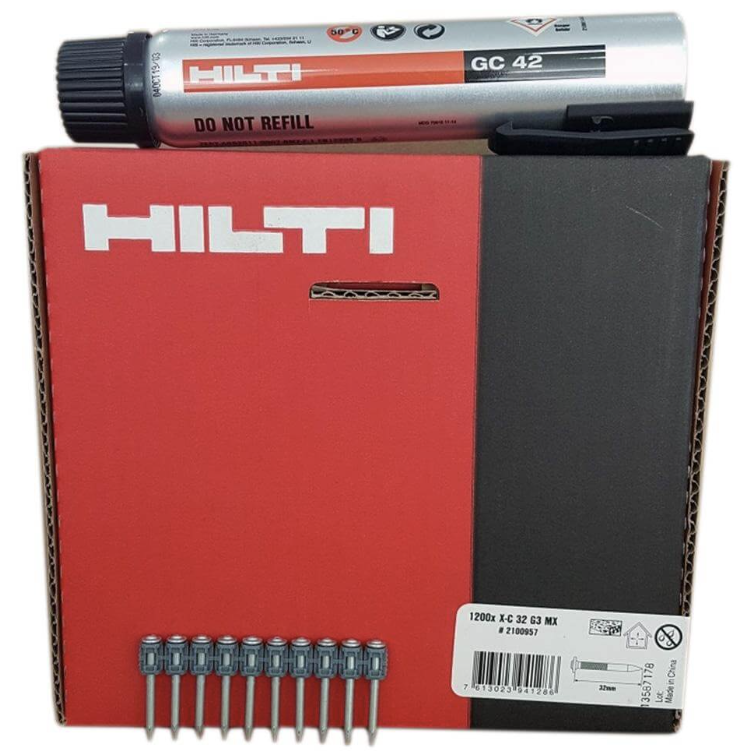 HILTİ 32 MX ÇİVİ 1200 ADET + GAZ TÜPÜ GC 42