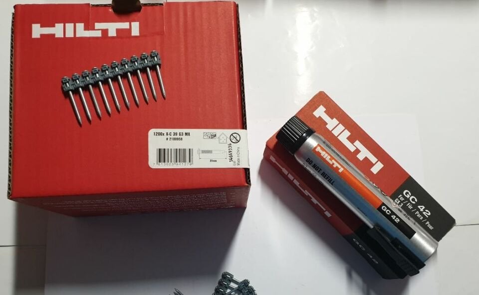 HİLTİ GX3 39 MM ÇİVİ 1200 ADET + GAZ TÜPÜ GC 42