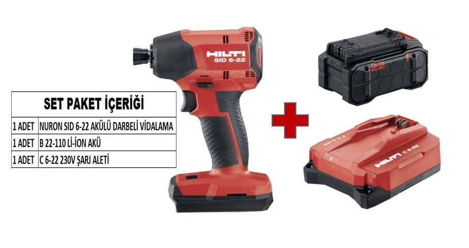 HİLTİ NURON SID 6-22 AKÜLÜ DARBELİ VİDALAMA MAKİNESİ (Set)