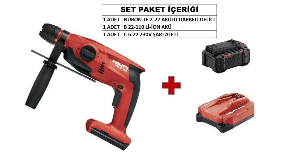 HİLTİ NURON TE 2-22 AKÜLÜ DARBELİ DELİCİ (Set)