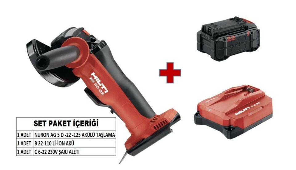 HİLTİ NURON AKÜLÜ AVUÇ TAŞLAMA AG 5 D -22 -125 (Set)