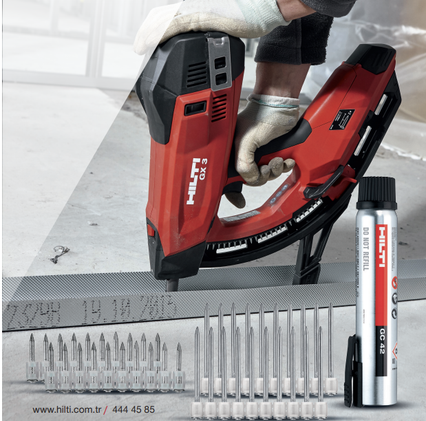 HİLTİ GX3 YENİ NESİL GAZLI ÇİVİ ÇAKMA TABANCASI  (1 KUTU 1200 LÜK 27 mm çivigaz )