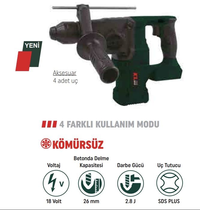 KLPRO  Kömürsüz Çift Akülü Pnömatik Matkap Kırıcı/Delici