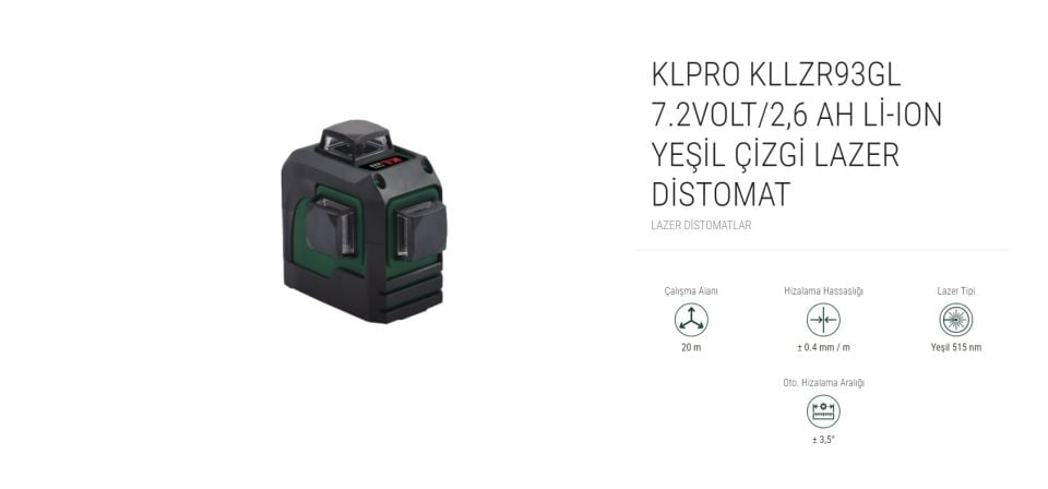 KLPRO  Lİ-ION YEŞİL ÇİZGİ LAZER DİSTOMAT