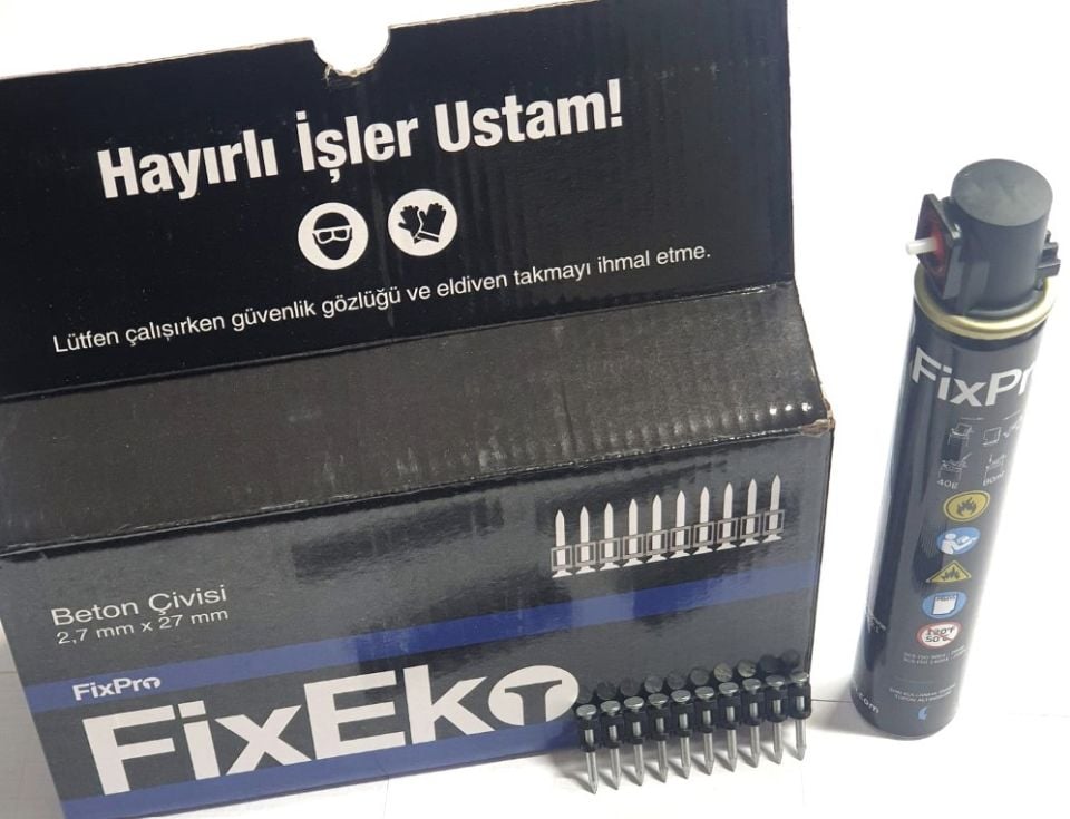 Fixpro C6  Eko Beton Çivisi 27 mm + 165mm GAZ Tüpü (1000 Ad)