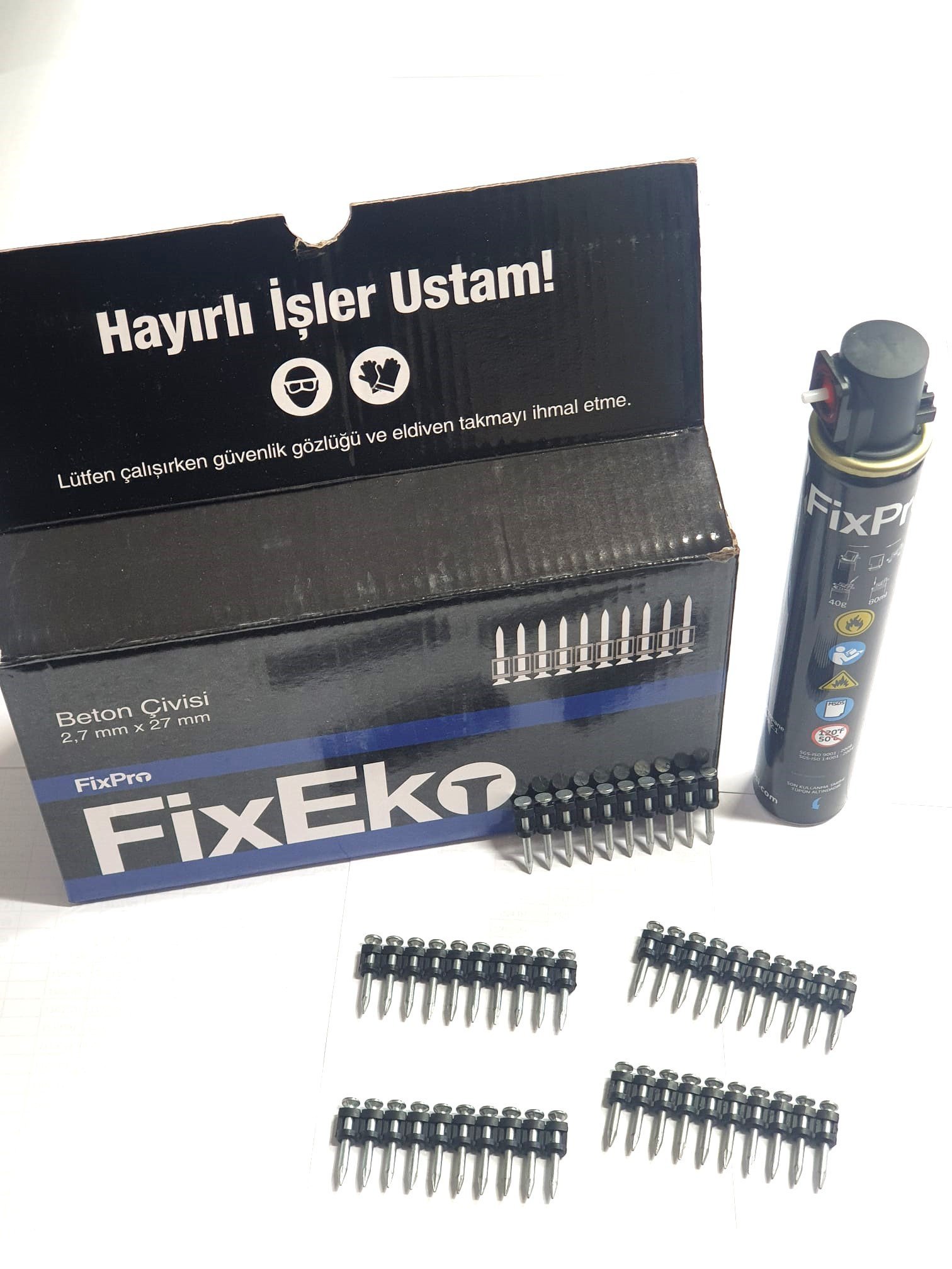 Fixpro C6  Eko Beton Çivisi 27 mm + 165mm GAZ Tüpü (1000 Ad)