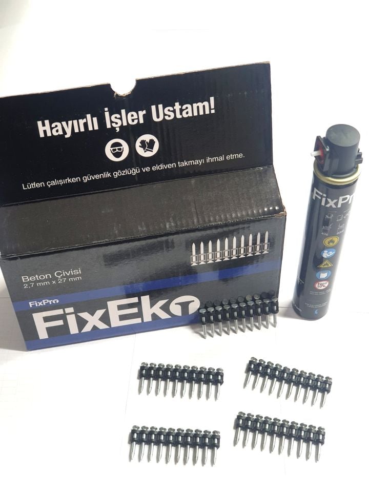 Fixpro C6  Eko Beton Çivisi 27 mm + 165mm GAZ Tüpü (1000 Ad)