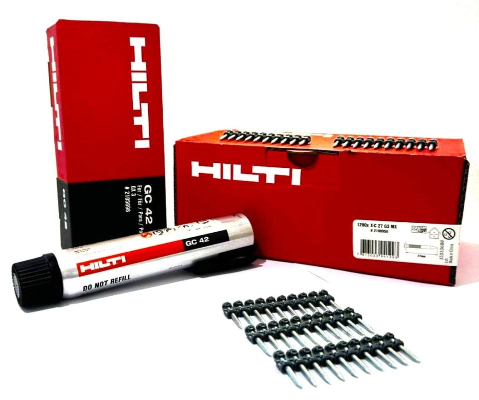 AVANTAJLI PAKET HİLTİ GX3 YENİ NESİL GAZLI ÇİVİ ÇAKMA TABANCA VE 6 KUTU ÇİVİGAZ