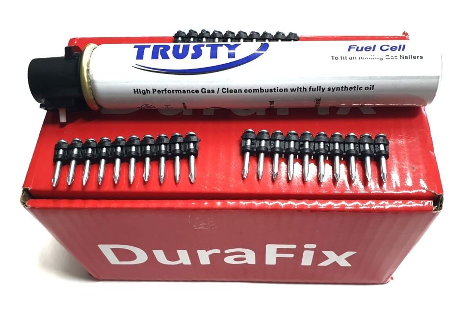 DURAFİX 27 mm ÇELİK ÇİVİ 1000 Adet BALİSTİK + TRUSTY 165 mm GAZ
