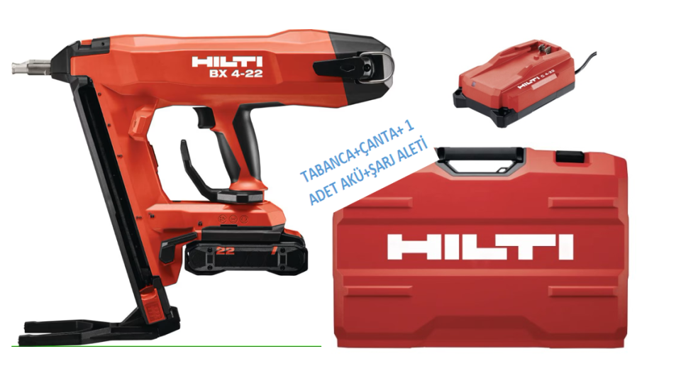HILTİ  BX 4-22 AKÜLÜ BETON ÇİVİ ÇAKMA TABANCASI  + B 22-85 BATARYA + C 6-22 ŞARJ CİHAZI