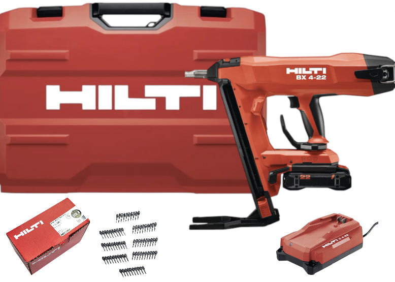HILTİ  BX 4-22 AKÜLÜ BETON ÇİVİ ÇAKMA TABANCASI  + B 22-85 BATARYA + C 6-22 ŞARJ CİHAZI + 1 KUTU B-XC-27mm ÇİVİ