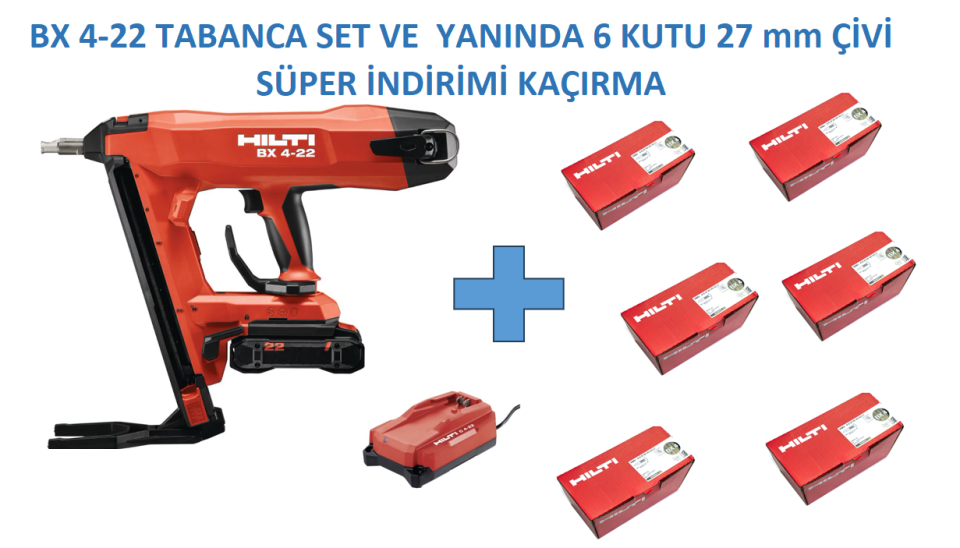 HILTİ BX 4-22 AKÜLÜ ÇİVİ ÇAKMA TABANCASI + ( 6 KUTU  ÇİVİ )