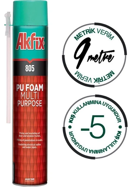 AKFİX 805 GENEL AMAÇLI POLİÜRETAN KAPI MONTAJ KÖPÜĞÜ AKFİX 805 750 ML KÖPÜK