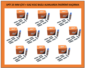 SPIT C6 25 mm ÇİVİ + P40 GAZ TÜPÜ /1 KOLİ