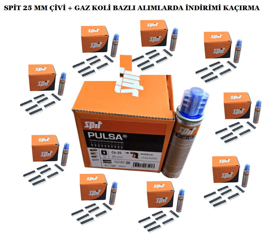 SPIT C6 25 mm ÇİVİ + P40 GAZ TÜPÜ /1 KOLİ