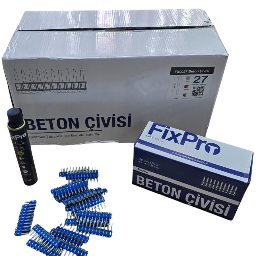 FİXPRO 27 mm Beton Çivisi 1 KOLİ (Gaz Dahil)