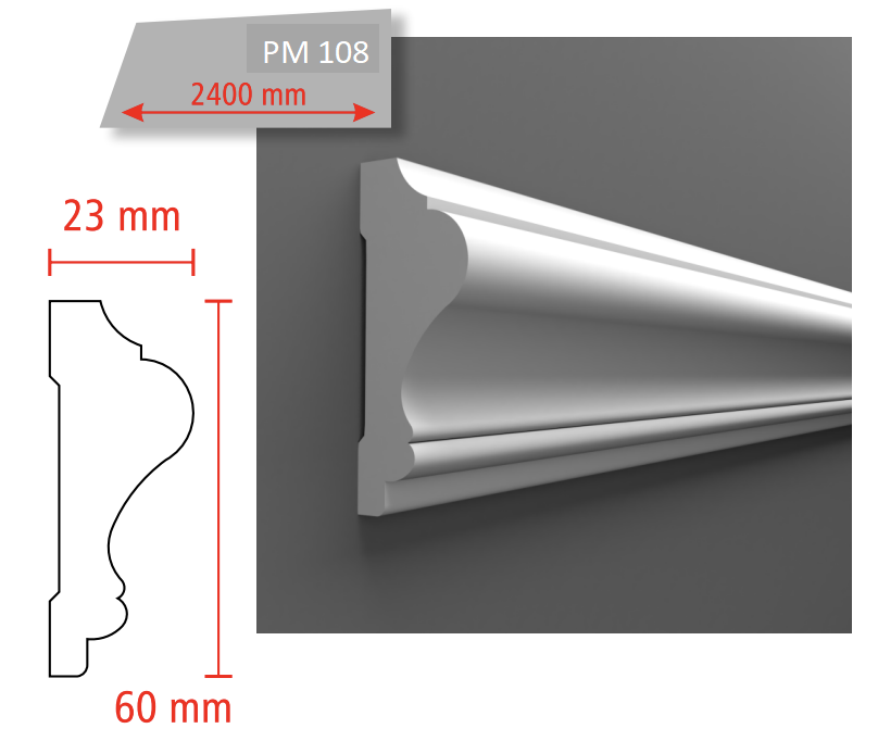 PM 108 60x23  mm  POLİMER SERT ÇITA