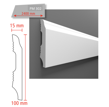 PM 302 100x15 mm  POLİMER SERT SÜPÜRGELİK