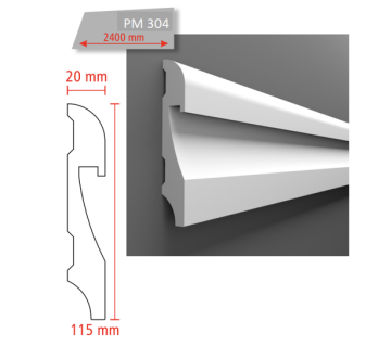PM 304 115x20 mm  POLİMER SERT SÜPÜRGELİK