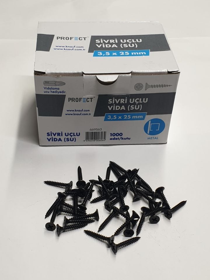 KNAUF 3,5X25 mm PROFECT SİVRİ UÇLU ALÇIPAN VİDASI