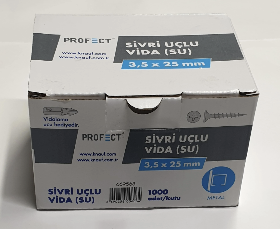 KNAUF 3,5X25 mm PROFECT SİVRİ UÇLU ALÇIPAN VİDASI