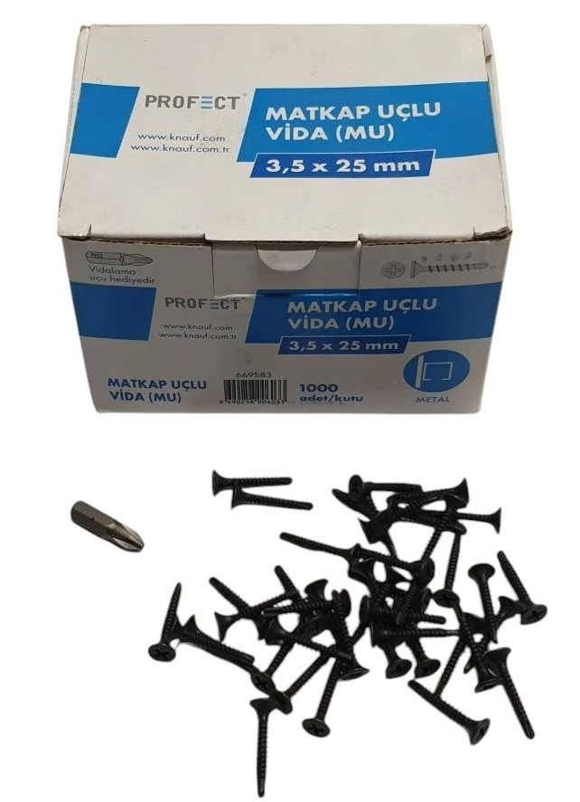 KNAUF  3,5X25 mm PROFECT MATKAP UÇLU ALÇIPAN VİDASI