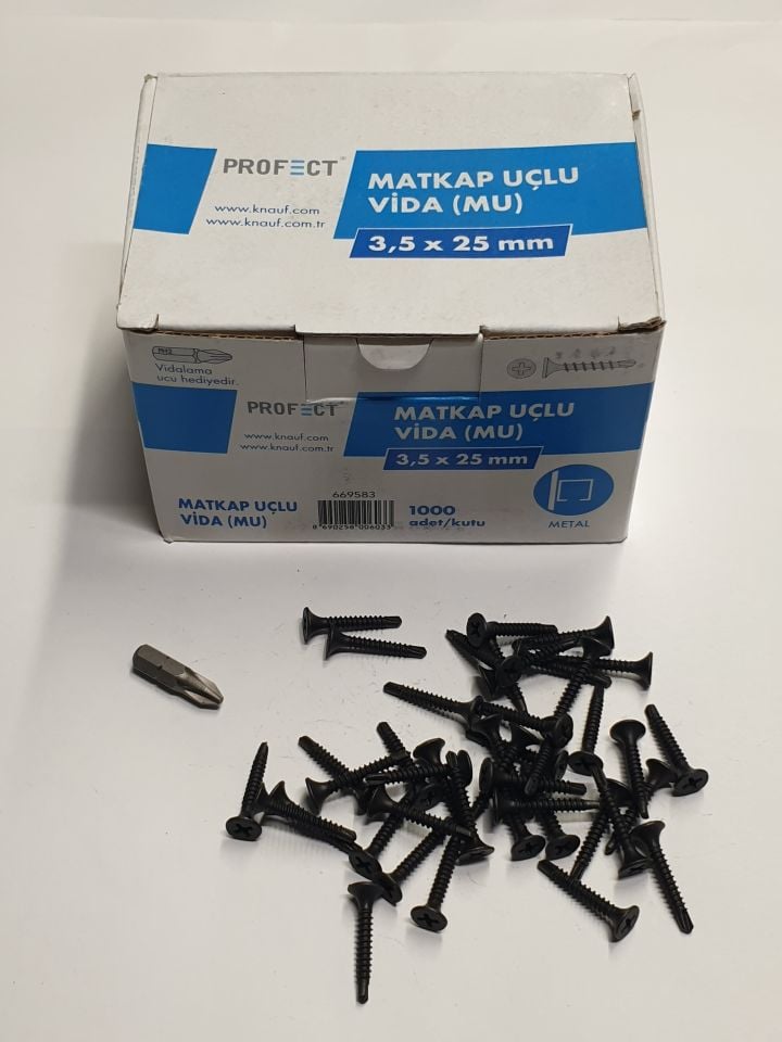 KNAUF  3,5X25 mm PROFECT MATKAP UÇLU ALÇIPAN VİDASI