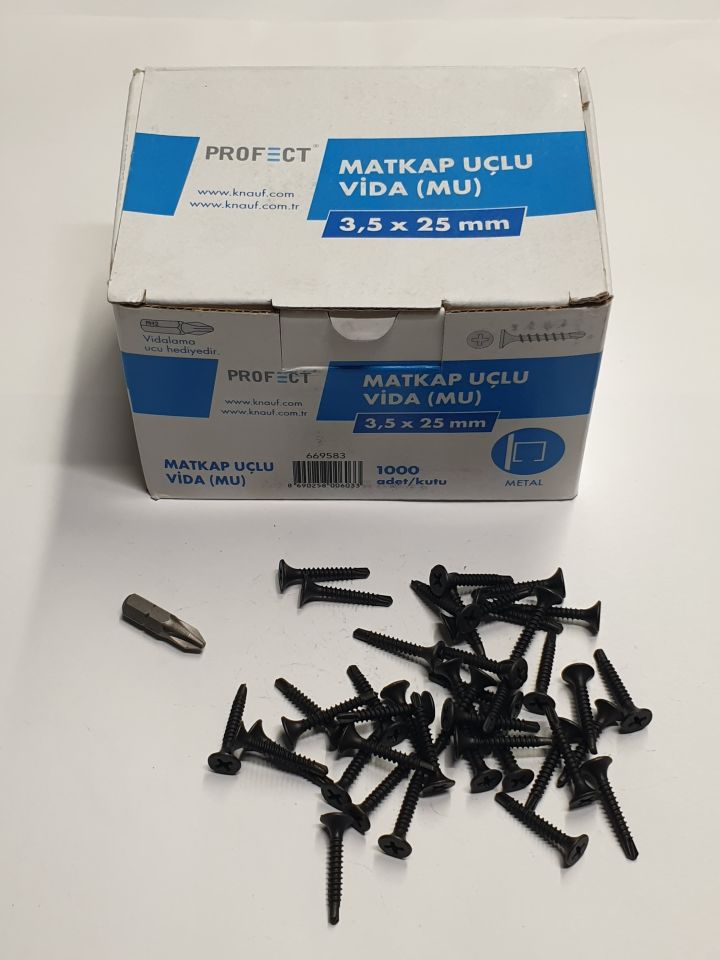 KNAUF 3,5X25 mm MATKAP UÇLU PROFECT ALÇIPAN VİDASI